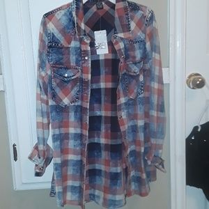 Denim plaid button down